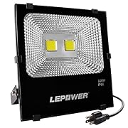 100W New Craft LED Flood Lights, Super Bright Work Lights, 500W Halogen Bulb Equivalent, IP66 Waterproof, 8000Lm, 6500K, Outdoor Floodlight for Garage, Garden, Lawn and Yard ( White Light)