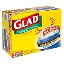 Glad Drawstring Bags, White, 30 Gallon, Case Pack, Four - 32 Count Bags (128 Bags)