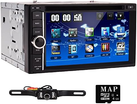 Double 2DIN In Dash GPS Navi Car DVD Player Bluetooth Auto Stereo Radio iPod+CAMERA