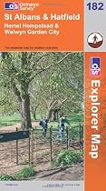 Ordnance Survey Explorer Map 182 St. Albans & Hatfield, Hemel Hempstead & Welwyn Garden City
