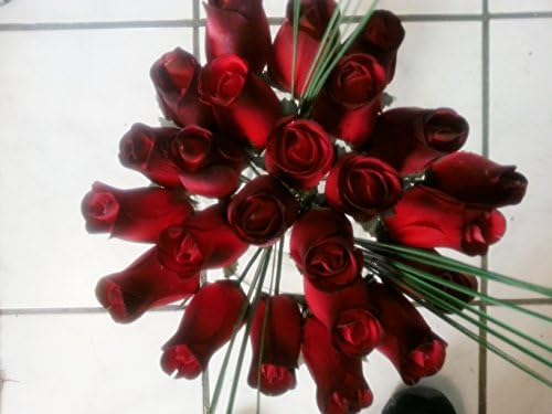 One Dozen Red with Black tip Wooden Roses Total of 18 roses- Comes with 6 free White Roses