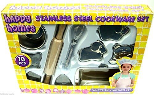 Stainless Steel Cookware Kitchen Play Set Childrens Rolling Pin Set 10pcs