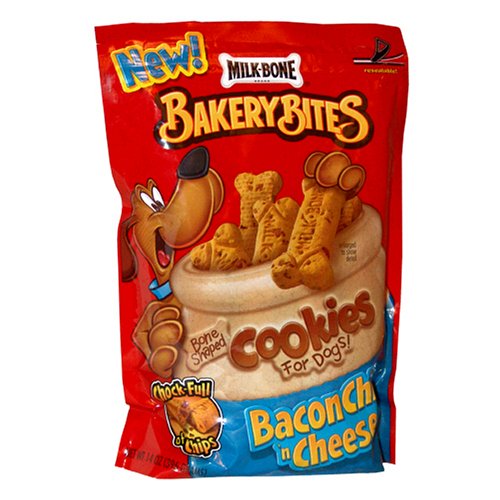 Milk-Bone Bakery Bites, Bacon Chips 'N Cheese Cookie, 14-Ounce Bags (Pack of 10)