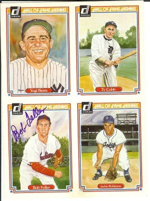 Bob Feller Autographed/Hand Signed Cleveland Indians Baseball card sheet 5x7