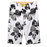 Boys' Mossimo Floral Swim Shorts - White/ Black