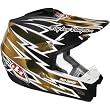 Troy Lee Designs Zap SE 3 Dirt Bike Motorcycle Helmet w/ Free B&F Heart Sticker Bundle - Gold/Chrome