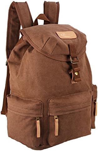 Hindawi Canvas DSLR Camera Shoulder Bag Backpack Rucksack Bag With Waterproof Cover (Brown)