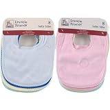 8-Pack Baby Bibs - Picot Trim in Assorted Colors