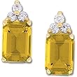 14K Yellow Gold Citrine and Diamond Earrings