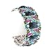 Beautiful Blue Flower Painting and Crystal Cuff Bangle Bracelet