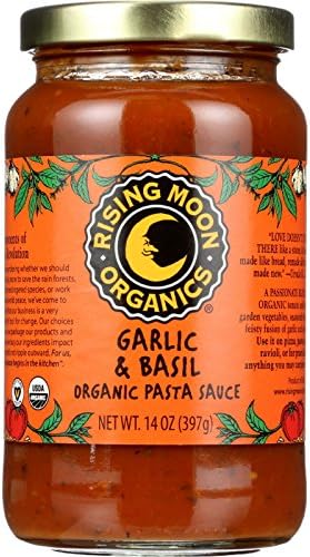 Rising Moon Organics Pasta Sauce - Organic - Garlic and Basil - 14 oz - case of 12 - 95%+ Organic - Vegan