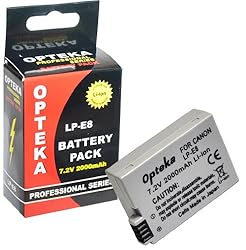 Opteka LP-E8 2000mAh Ultra High Capacity Li-ion Battery Pack for Canon Digital Rebel T2i Digital SLR Camera