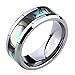 6mm/8mm Tungsten Metal Abalone Shell Inlay Polished Finish Step Edge Ring Comfort fit Wedding Band