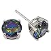 Round Mystic Fire Topaz Cz Stud Earrings on 925 Sterling Silver Rhodium Plated (6mm)
