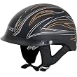 AFX Pinstripe Flame Adult FX-200 Touring Motorcycle Helmet w/ Free B&F Heart Sticker - Flat Black/Silver/Orange