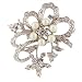 Pugster Silver Tone Fashion Faux Pearl Rhinestone Brooch
