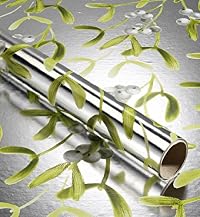 4m Silver Mistletoe Christmas Wrapping Paper