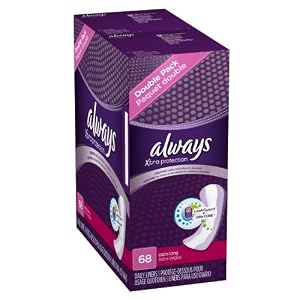 Always Xtra Protection Extra Long Daily Liners 34 Count (Pack of 2)