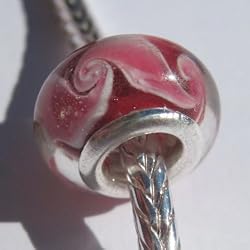 Murano Style Glass Lampwork Bead Fits Pandora Pink Paisley (1)