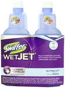 Swiffer Wetjet Spray Mop Floor Cleaner Open Window Fresh Scent Multi-Purpose Solution, 42.2 OZ, 2 Bottles