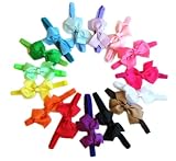 Ema Jane - Grosgrain Bows Glued to Soft Stretchy Headbands (16 Pack)