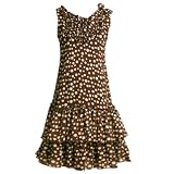 Bonnie Jean Girls 7-16 BROWN IVORY RUFFLE TIERED POLKA-DOT CHIFFON Special Occasion Wedding Flower Girl Holiday Pageant Party Dress