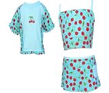MaxOut UPF 50+, UV Protective Girl's 3 PC Outfit: Short Sleeve Panel Rashguard, Bikini Top, & Built-in Skirt for Infants/Toddlers