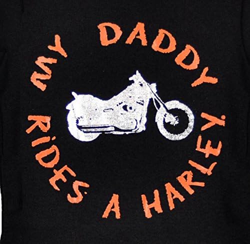 Harley Davidson Baby Boys My Daddy Rides A Harley Black/Orange Onesie