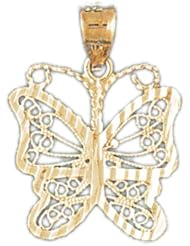 Dazzlers Solid 14k Gold Filigree Butterfly Charm Pendant Available in three colors from jewelsberry (weights: 1.5 grams only)