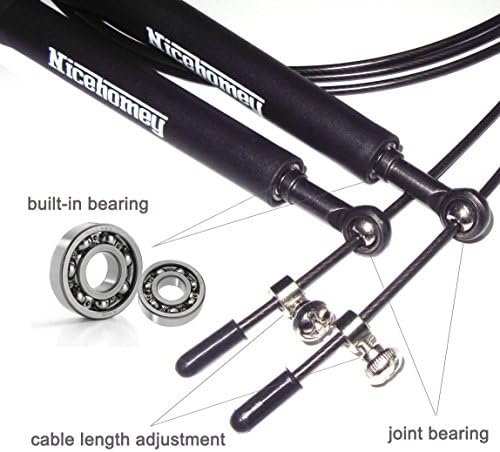 Jump Rope Crossfit - Fast Speed Cable with Steel Wire 10 ft and Bearing Cross Bearing by NicehomeyTM,- Best For Cross Fitness Training,Physical Education,Boxing, MMA, Exercise and Fitness,100% Lifetime Better and Satisfaction