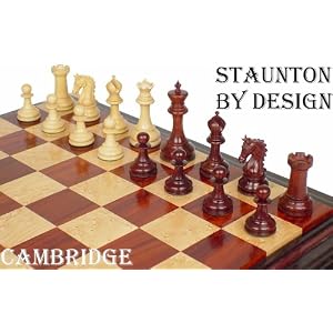 Cambridge Staunton Chess Set in Red Sandalwood and Boxwood - 4.4 King by thechessstore