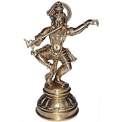 Sculpture Gallery Brass Lord Krishna Statue 9 x 3.5 x 3.5 inches