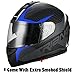 TRIANGLE Full Face Dual Visor Matte Black Street Bike Motorcycle Helmet (Large, Matte Blue)