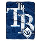 MLB Tampa Bay Rays 46-Inch by 60-Inch Micro Raschel Plush Blanket "Trip Play" Design