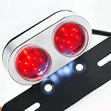 12V White Red LED Motorcycle Dual Round Rear Tail Brake Light Lamp Integrated Number... by Astra Security