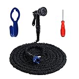 Fly Skyline 5m~15m ８パターン散水ノズル ラテックス二層構造 　プラスチックコネクタ 　熱すれば膨張し、冷やせば縮なし！ドライバー、ホース収納 Jフックハンガー付く　コスパ最高 (5