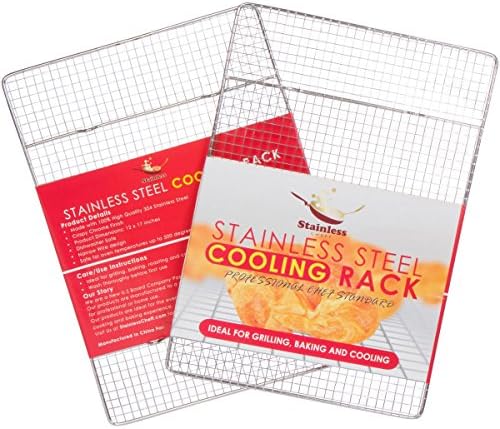 Stainless Steel Cooling Rack By Stainless Cheff - Non-Stick Heavy Duty Cooling Rack Best For Baking &amp; Grilling. Oven Safe, Commercial Quality Cooking Supplies - 12" X 17" - Fits Half Sheet Cookie Pan.