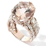 14K Rose Gold Peach Morganite & Diamond Ring