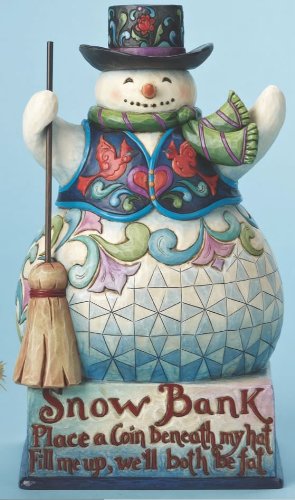 Jim Shore SNOW BANK SNOWMAN Coin Bank 4015623 NIB