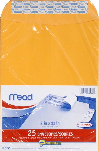 Mead Press-It Seal-It Envelopes, 9 x 12 Inches, Office Pack 25 Count (76086)