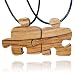 Handmade Olive Wood Two Friends Puzzle Piece Friendship Necklaces
