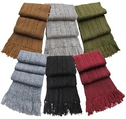 Handmade Alpaca Natural Fiber Scarf with Cable Design - Long Size (Men/women)