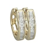 14K Yellow Gold 1/4 ct. Baguette Cut Diamond Huggie Earrings