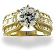 14KT Yellow Gold 3.18 CTW Round Center and Channel Set Sides CZ Ring