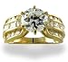 14KT Yellow Gold 3.18 CTW Round Center and Channel Set Sides CZ Ring
