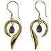 Yellow Gold Overlay Sterling Silver African Amethyst Dangle Earrings by Sajen