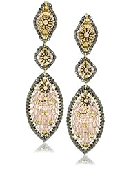 Miguel Ases Swarovski and Rose Gold Bead Multi Marquis Drop Earrings