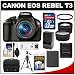 Canon EOS Rebel T3 Digital SLR Camera Body & EF-S 18-55mm IS II Lens with 32GB Card + Case + Battery & Charger + Tripod + Tele/Wide Lens Set + Filter Kit