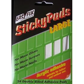 Easyfix double sided foam pads self adhesive X 24 large pads- 25mm X 24mm for indoor/outdoor use