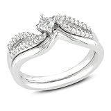 Sterling Silver 1/4 CT TDW Diamond Bridal Set Ring (G-H, I2-I3)